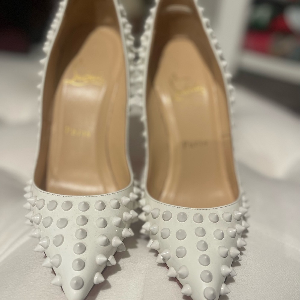 White Studded Women's Heels